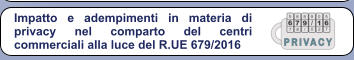 Impatto e adempimenti in materia di privacy nel comparto del centri commerciali alla luce del R.UE 679/2016